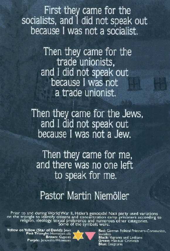 Niemoller Quote Monmouth NJ